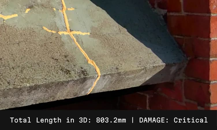 Crack length in 3D on concrete